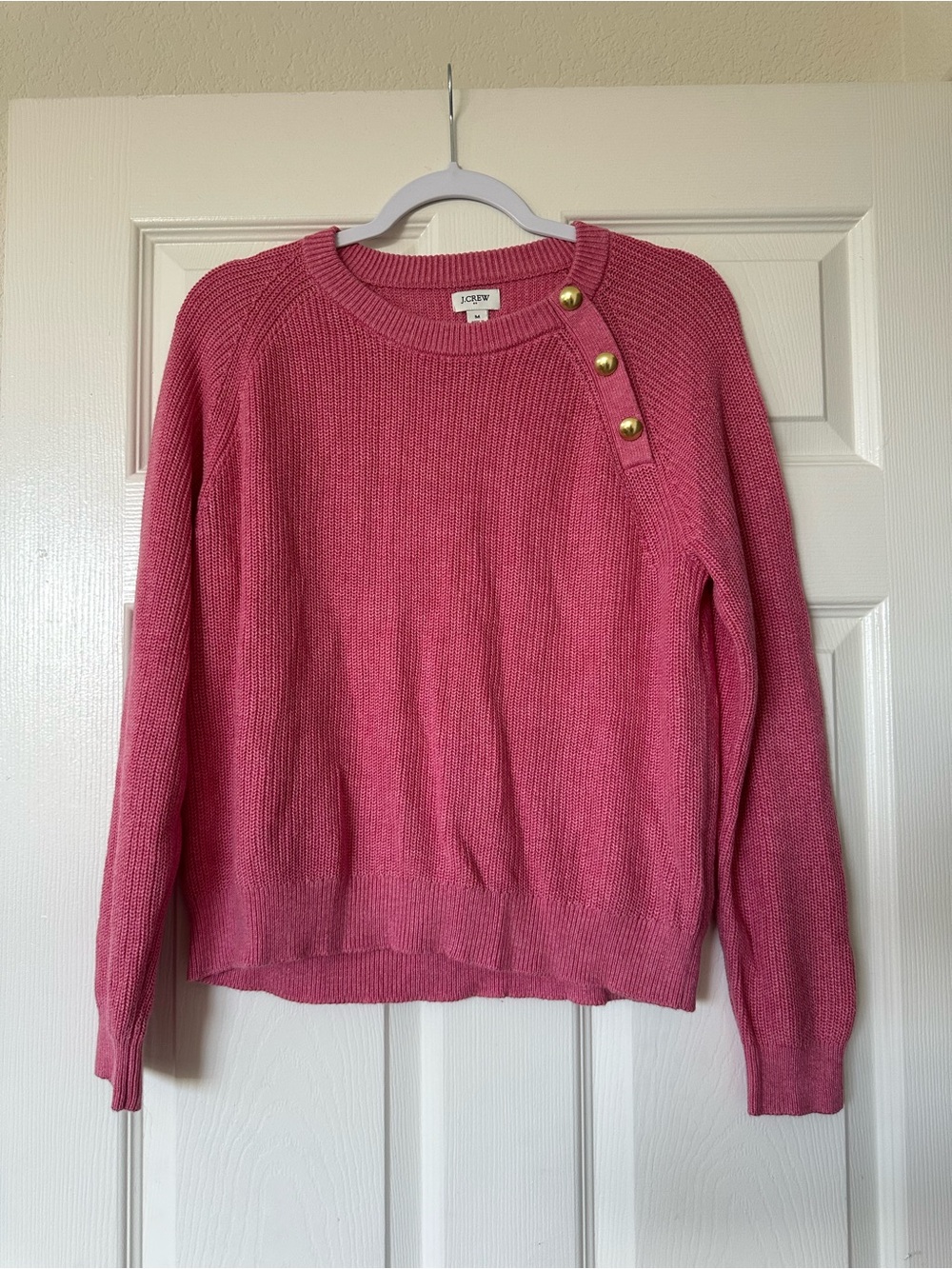 J Crew Raglan Crewneck Sweater Pullover Buttons Ribbed - Picture 3 of 6